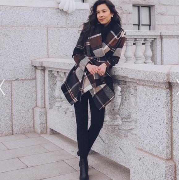 CHIC WISH PRAIRIE CHECK RABATO COAT Sz 3XL Plaid - Picture 10 of 10